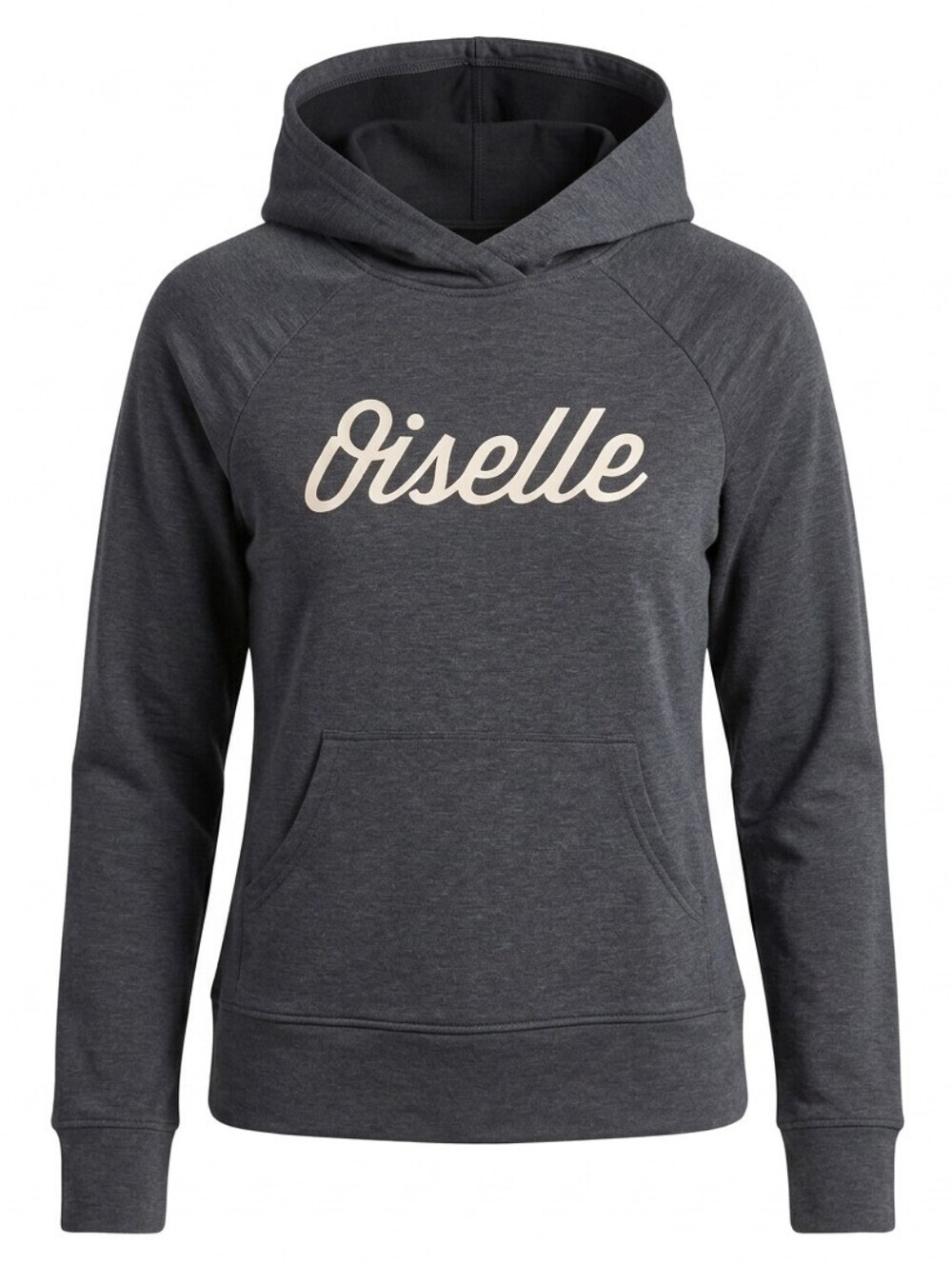 Oiselle Sporty Script Graphic Spellout Hoodie Gray Cross Neck Athleisure Sz.S